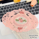 serviettes table vintage broderie florale dentelle rose blanc vert