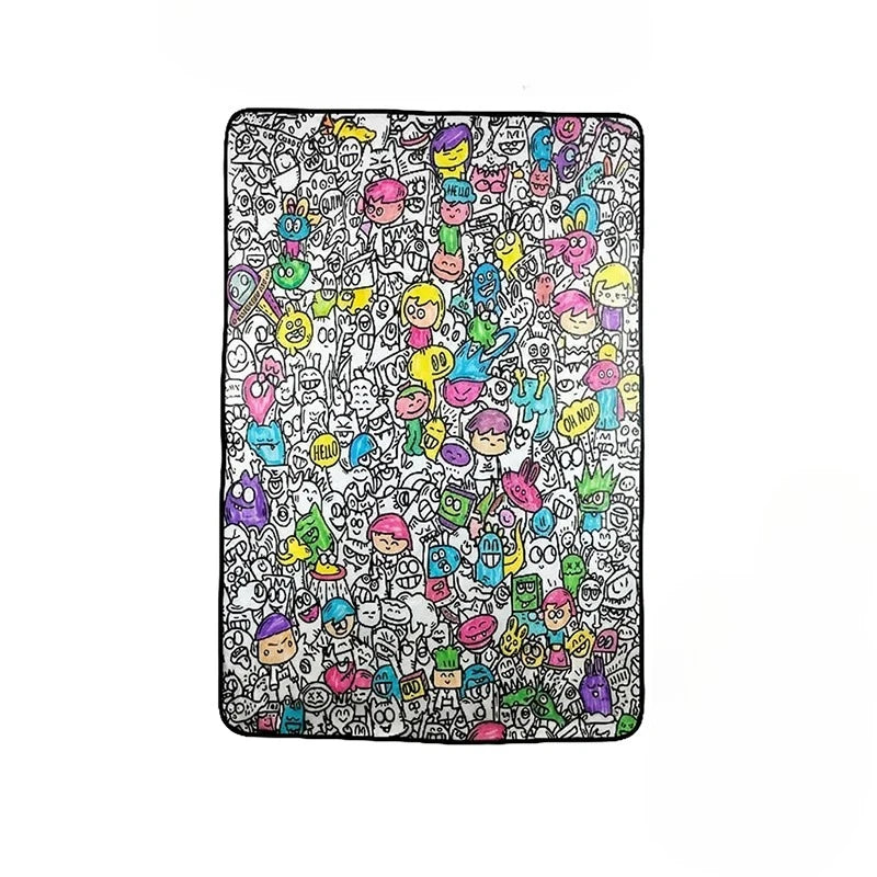 couverture coloriage enfant multicolore graffiti animaux créative daim polyester lavable DIY