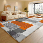 tapis moderne gris bleu marine motif géométrique doux antidérapant salon cuisine intérieur maison décoratif