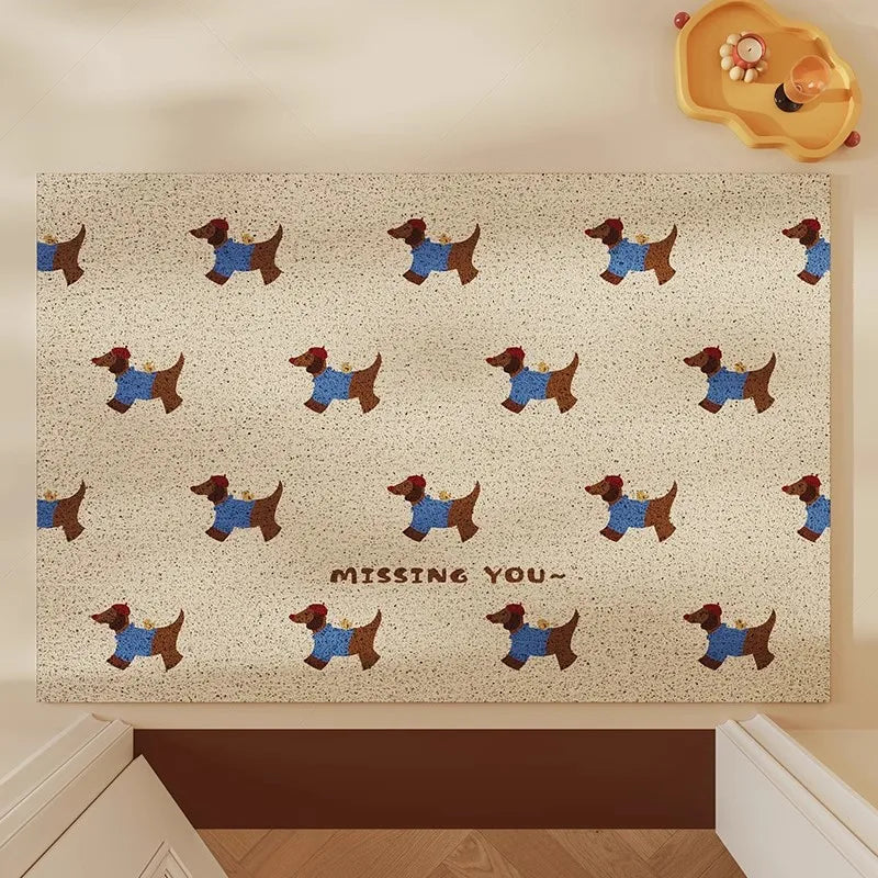 tapis moderne antidérapant chiens costumés motifs géométriques couleurs variées facile nettoyer résistant