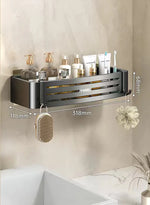 étagère murale moderne trois niveaux gris métallisé adhésif salle bain porte savon porte serviettes