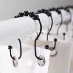 crochets rideau douche acier inoxydable moderne attaches billes glissière noir argenté minimaliste
