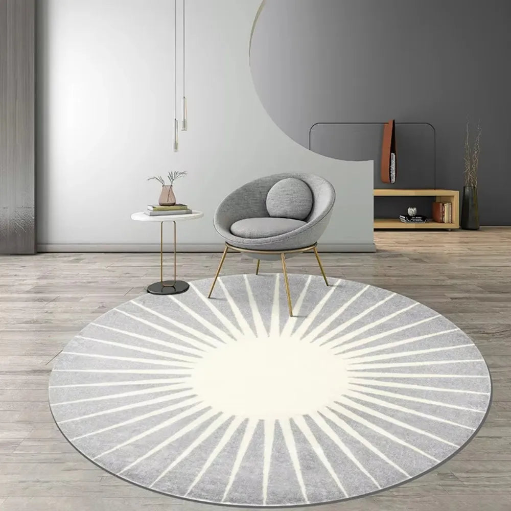 tapis rond vert géométrique moderne antidérapant salon chambre imperméable polyester