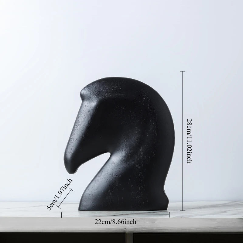 décoration moderne tête cheval résine noire sculpture intérieur minimaliste ornement maison salon erotique