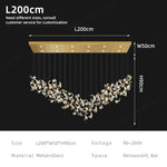 lampe suspendue contemporaine élégante dorée feuilles stylisées lumière blanche translucide 3000k 4000k 6000k