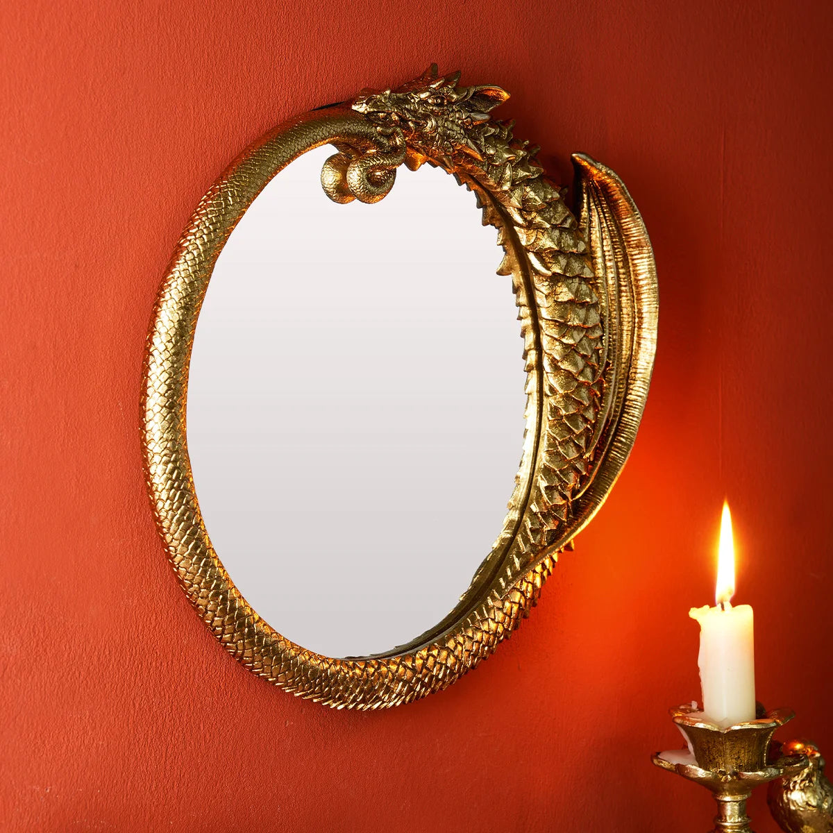 miroir ovale baroque dragon doré moderne décoration intérieure hauteur largeur