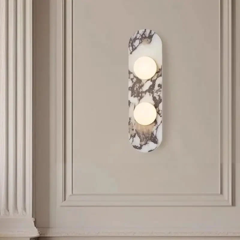 lampes murales modernes blanc marbré globes led étude chambre salon entree
