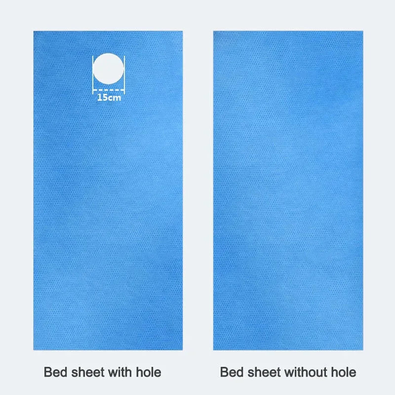 draps lit jetables polyester bleu blanc rose solides pratiques opaques 70x170cm 80x180cm 80x190cm trou