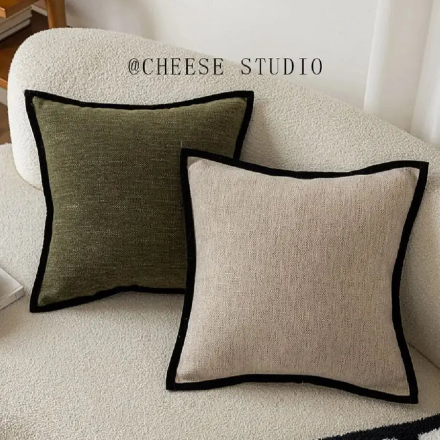 housse coussin moderne vert olive coton polyester respectueux environnement 40x40cm 45x45cm coussins decoration salon