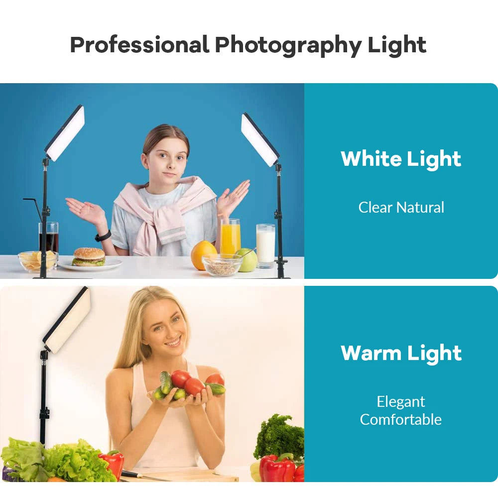 lampe led photo noir modulaire trépied réglable 12 pouces cct 2800k 9000k cdi 100