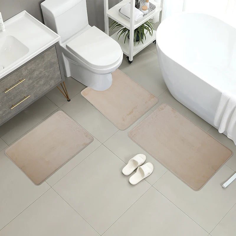 tapis bain moderne gris beige marron respectueux environnement adhésif doux confortable salon salle bain