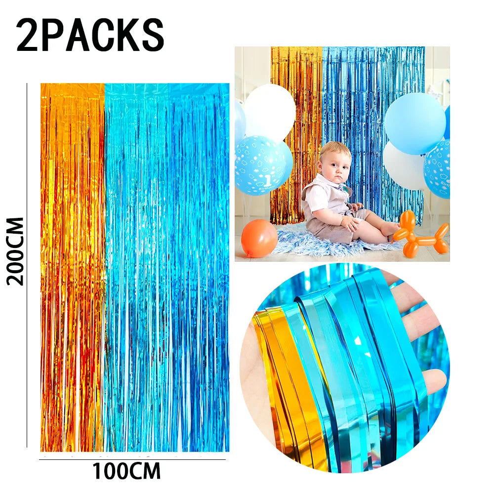 rideau franges métalliques couleurs vives mariage anniversaire décoration festive adhésif pack deux