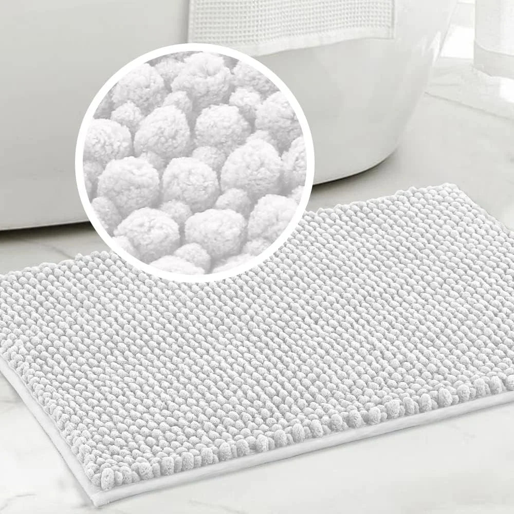 tapis bain microfibre doux gris texture boule coton moderne absorbant rapide séchage