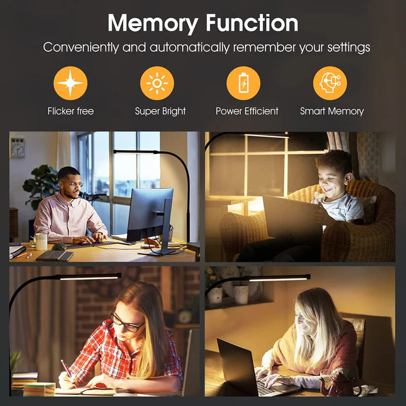 lampe led moderne clip usb noir 10 niveaux luminosité interrupteur modes abat jour aluminium