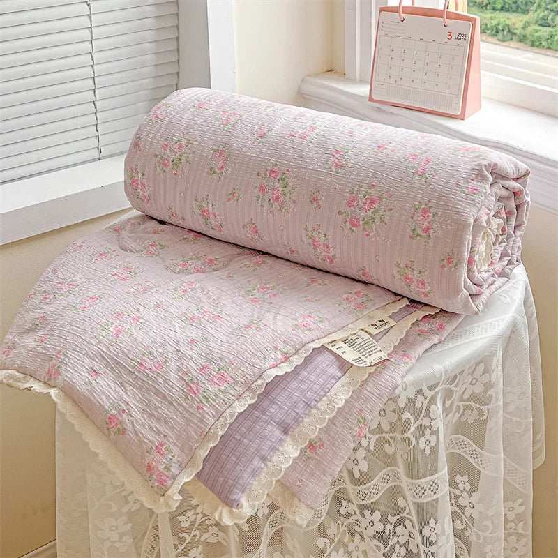 couette d'été imprimée floral vintage polyestère douce maison laver machine