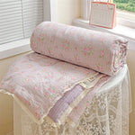 couette d'été imprimée floral vintage polyestère douce maison laver machine