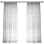 rideau tulle blanc broderie fleurs transparent classique salon chambre fenêtre maison décoration intérieur