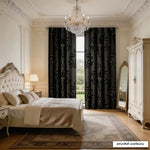 rideaux noir ornements floraux classique salon opaques polyester