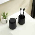 distributeur savon tasse dents noir mat moderne minimaliste respectueux environnement deux pièces