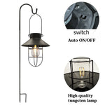 lampe solaire vintage transparente cuivre noir cage métallique filtre filament auto on offextérieur patio