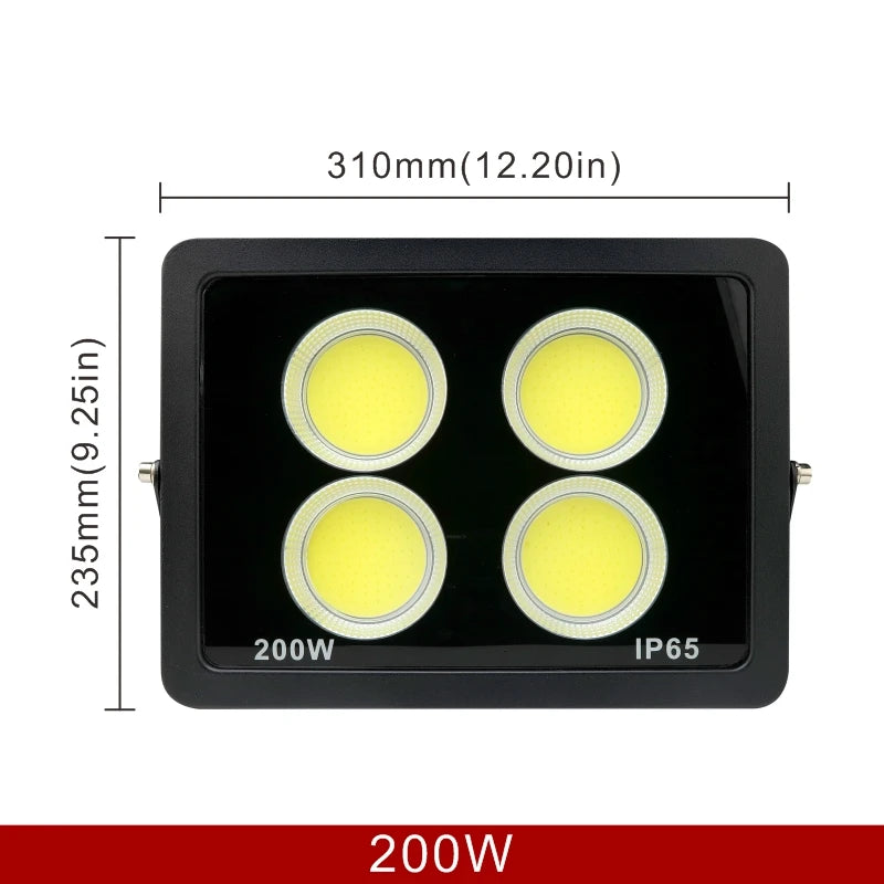 projecteur led cob ip65 moderne 220v 50w 100w 200w 300w noir clips câbles