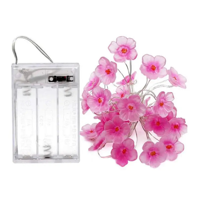 guirlande lumineuse fleurs roses blanches moderne extérieure auto batterie LED