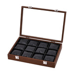 boîte montres boites 12 emplacements verre transparent moderne poignées métalliques coussinets doux rangement sécurité