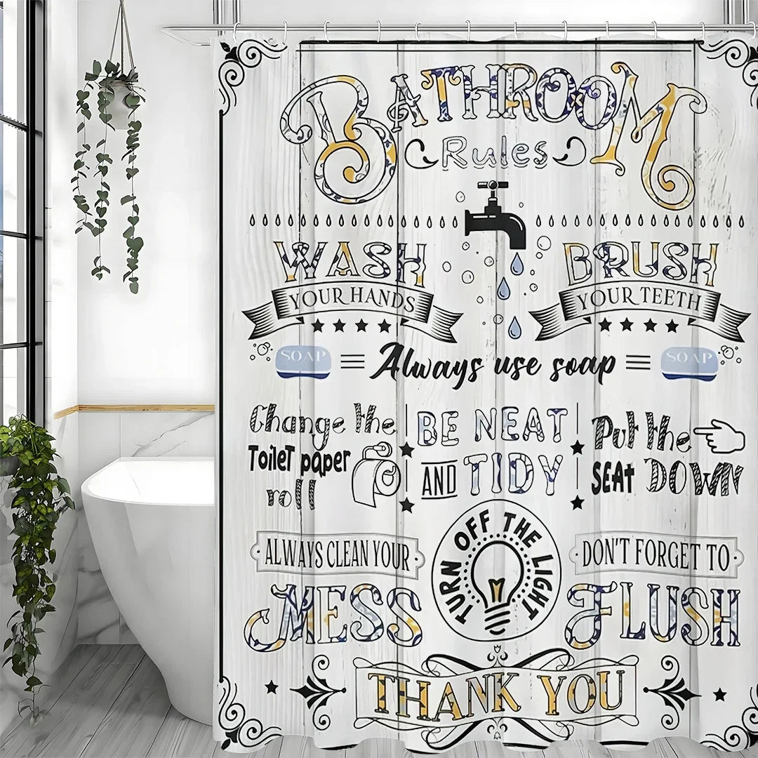 rideau douche blanc motif humoristique gouttes d'eau métalliques vintage 170x180cm 200x180cm