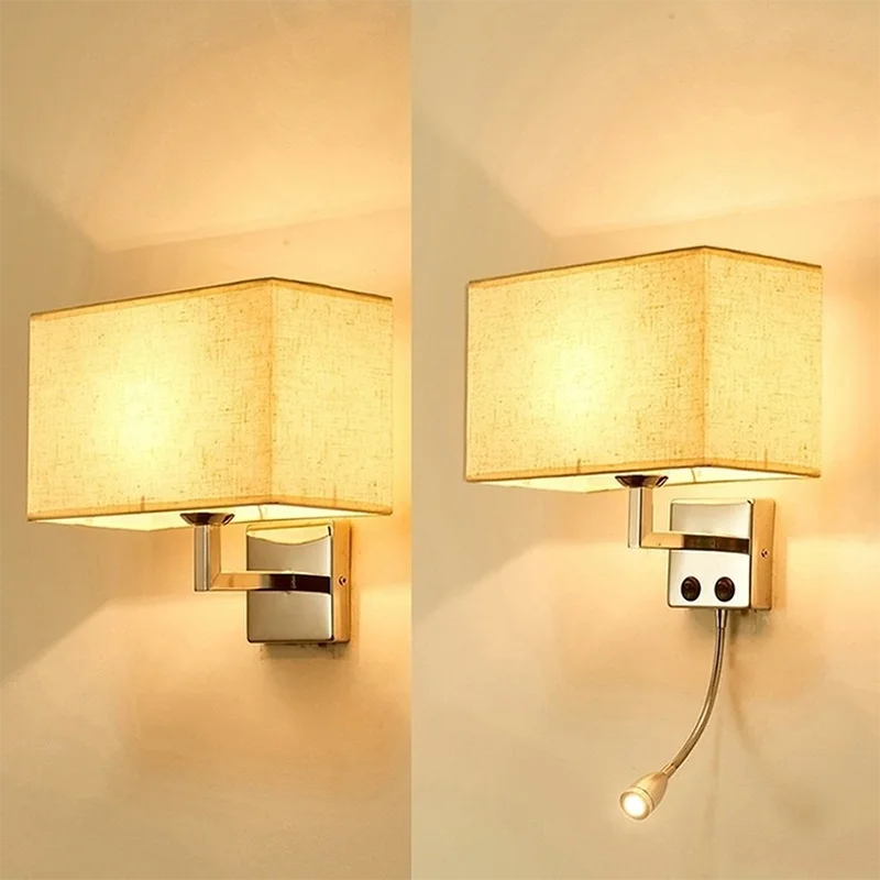 lampe murale moderne LED beige tissu fixée mur éclairage chambre salle manger