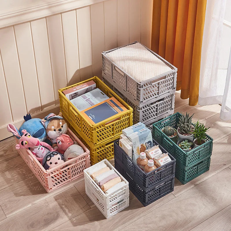 panier rangement pliable plastique poignées jouets maquillage objets divers