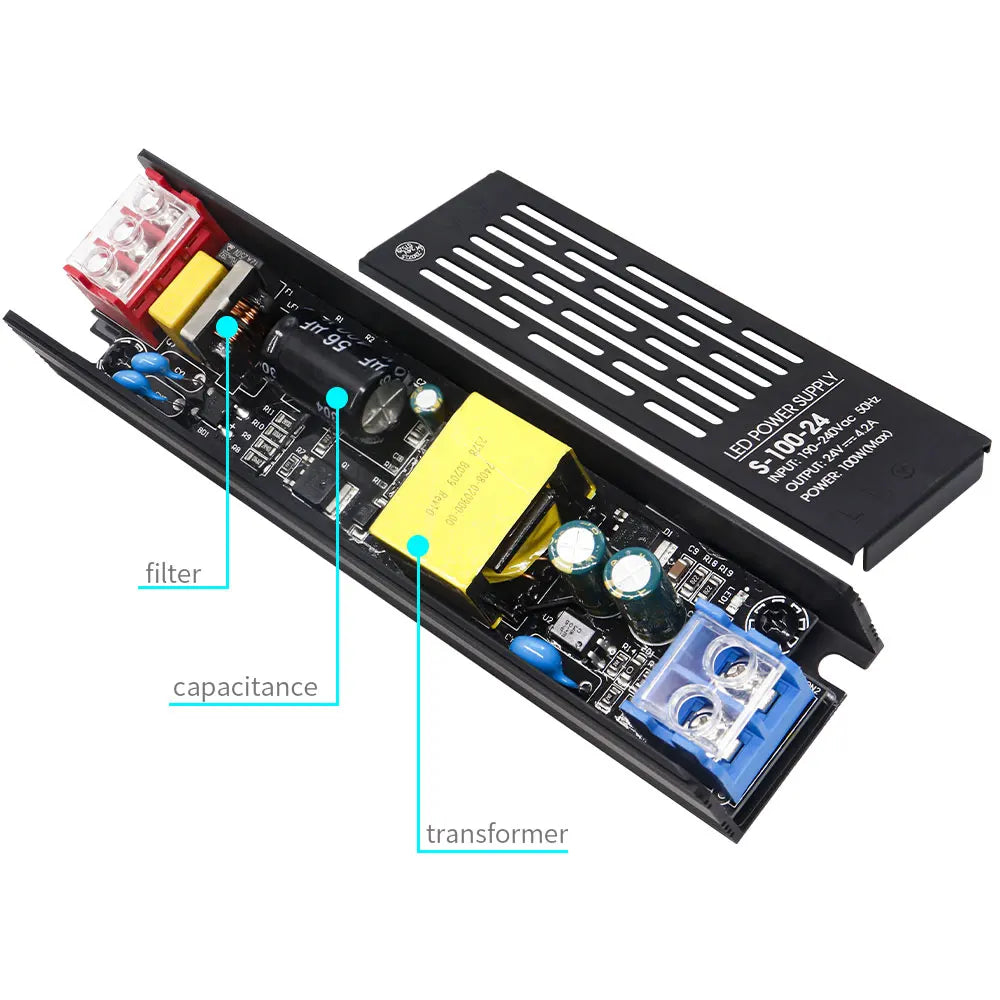 alimentation led transformateur 12v 24v 60w 100w 200w 300w 400w 500w noir