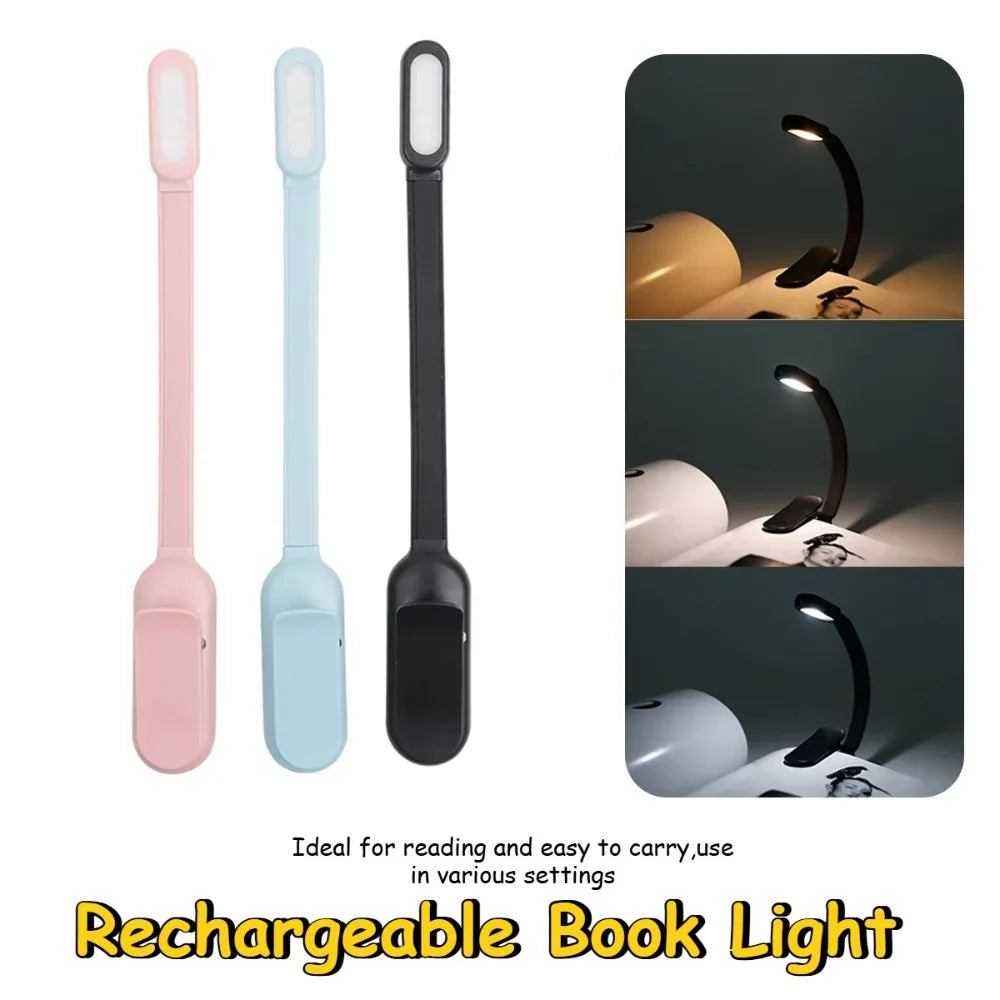 lampe lecture rechargeable usb rose bleu noir clip ajustable brightness étudiant chambre dormir