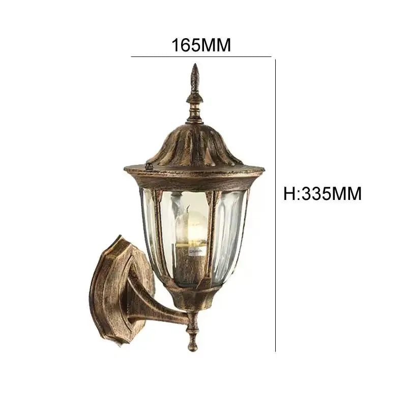 lampe murale classique transparente détails décoratifs noir doré éclairage extérieur éclairage industriel verre trempé