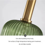 suspension lumineuse moderne or vert ampoule e27 rayures horizontales opacité 20cm 30cm