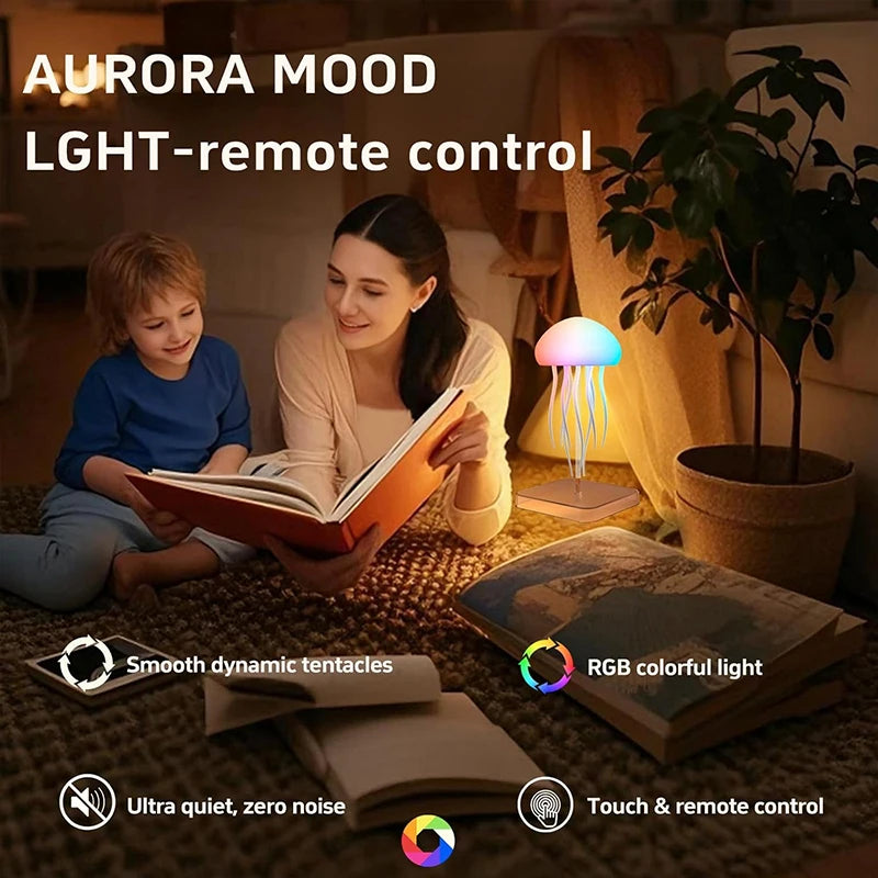 lampe led forme méduse multicolore effet dégradé télécommande moderne innovant texture froissée bionique base