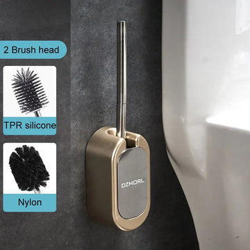 ensemble accessoires salle bain brosse wc porte papier poubelle moderne couleur or mat