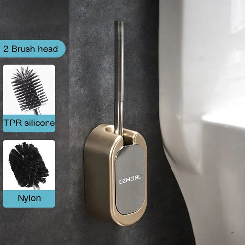 ensemble accessoires salle bain brosse wc porte papier poubelle moderne couleur or mat