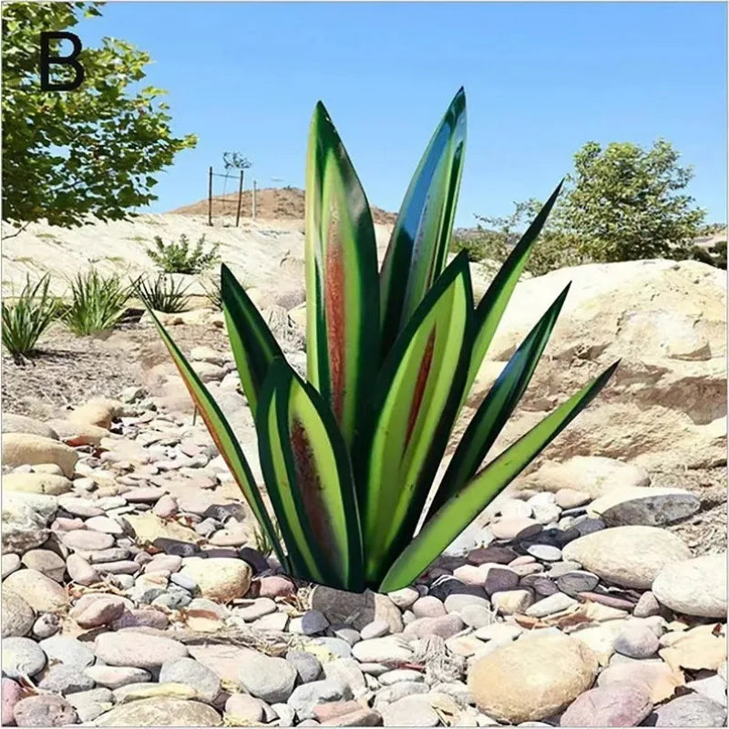 plantes artificielles feuilles larges modernes couleurs bleu vert rouge jaune rose ornement jardinextérieurintérieur