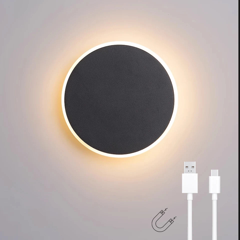 lampe murale led moderne noir blanc rechargeable adhésive câble usb charge rapide chambre cuisine