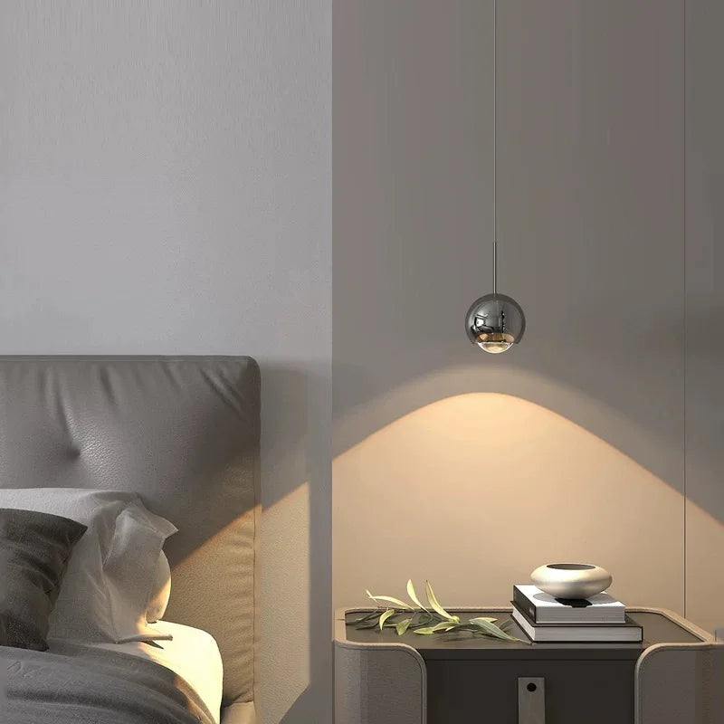 Suspension lumineuse moderne sphérique brillante noir argent or salon chambre