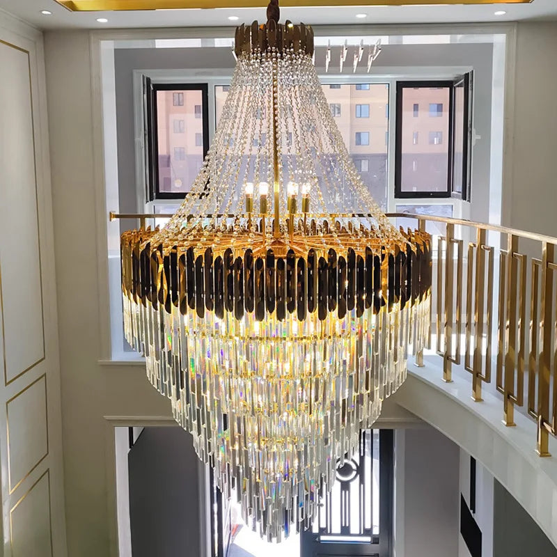 lustre moderne élégant doré cristal transparent lumières réglables 4000k 3000k 6000k