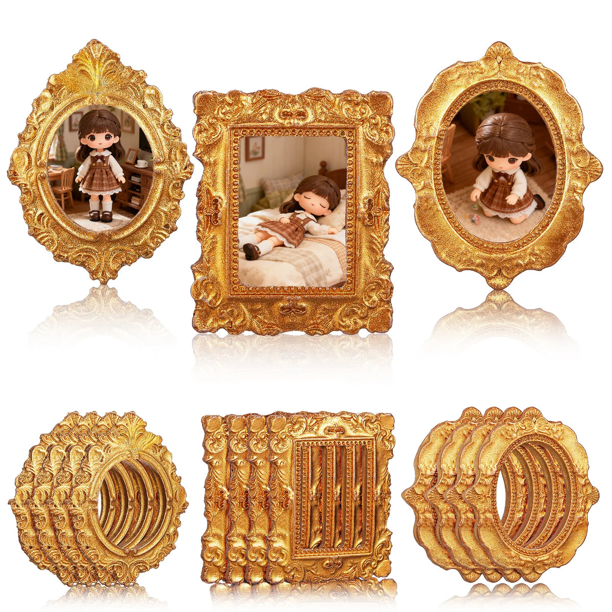 cadres photo miniatures dorés ornements baroques classiques diy decoration maison vintages résine petits cadres