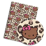 serviettes hello kitty motif coeurs nœuds papillon léopard rose beige marron noir blanc
