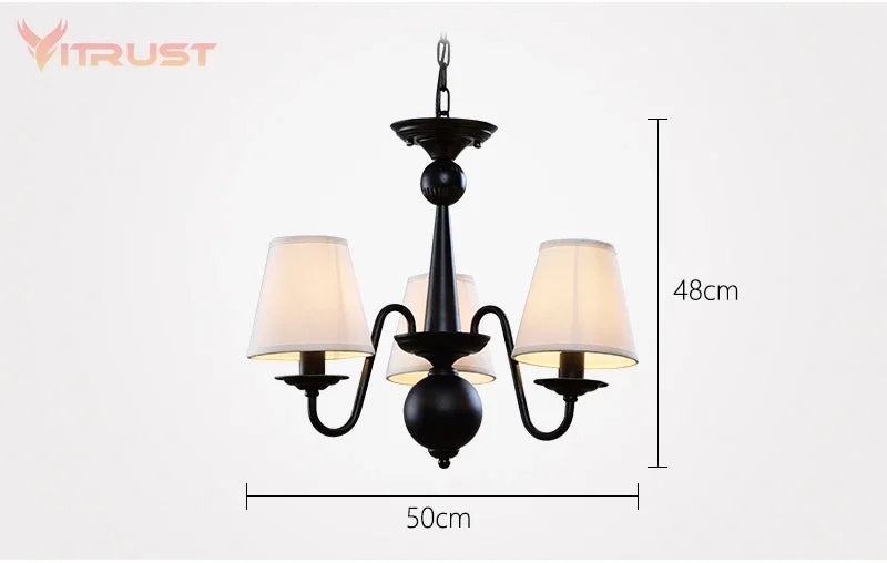 lustre fer noir classique abat jour blancs interrupteur bouton verre dépoli