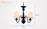 lustre fer noir classique abat jour blancs interrupteur bouton verre dépoli