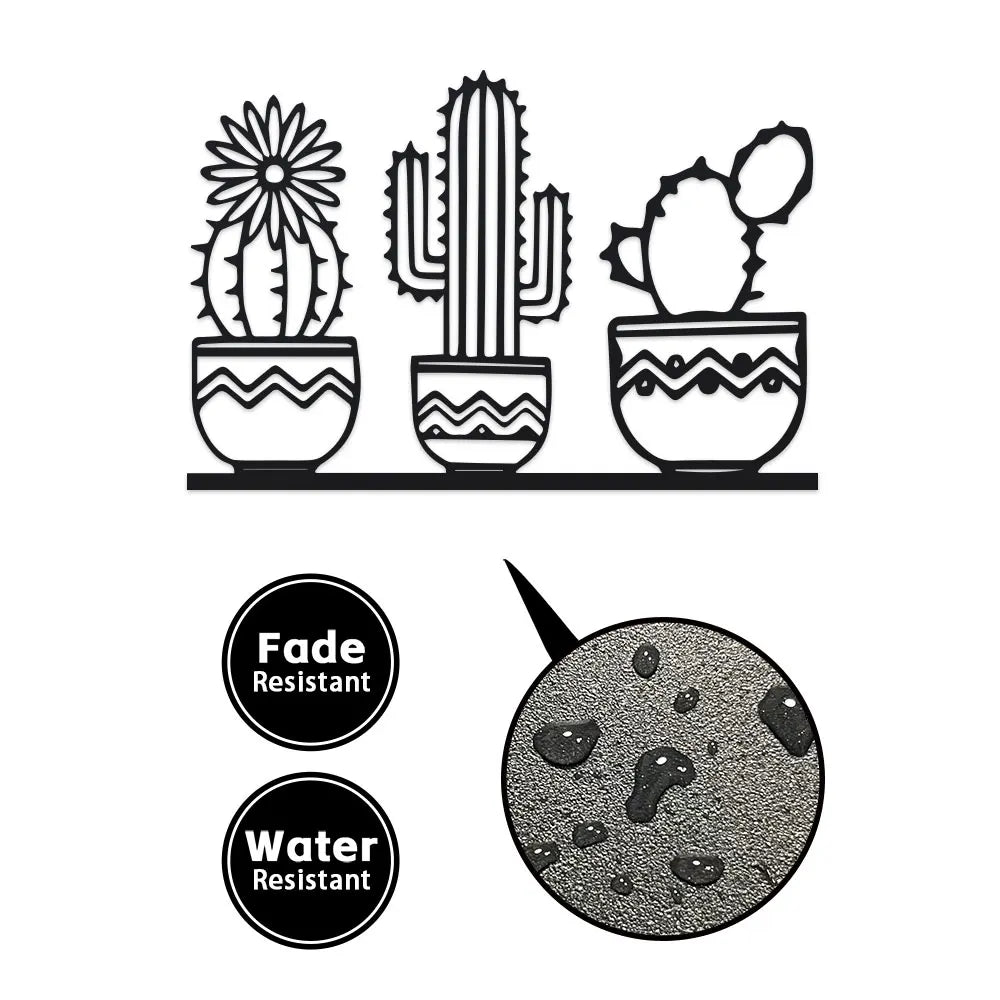 décoration murale cactus métal noir silhouettes géométriques minimaliste linéaireintérieurextérieur