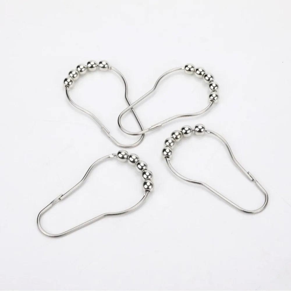 crochet douche moderne argenté métal fixations salle bain utilitaire suspension rideau durable inoxydable