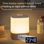 lampe veilleuse horloge rechargeable moderne chambre enfant blanc beige lumière douce télécommande
