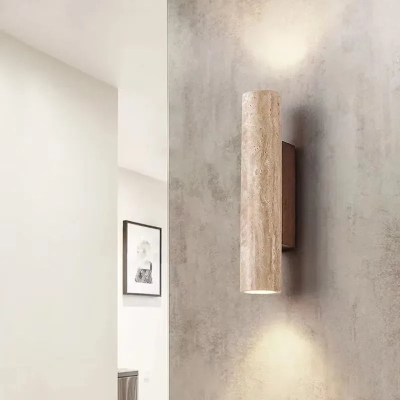 applique murale moderne pierre beige clair veines minimaliste éclairage led chambre salon