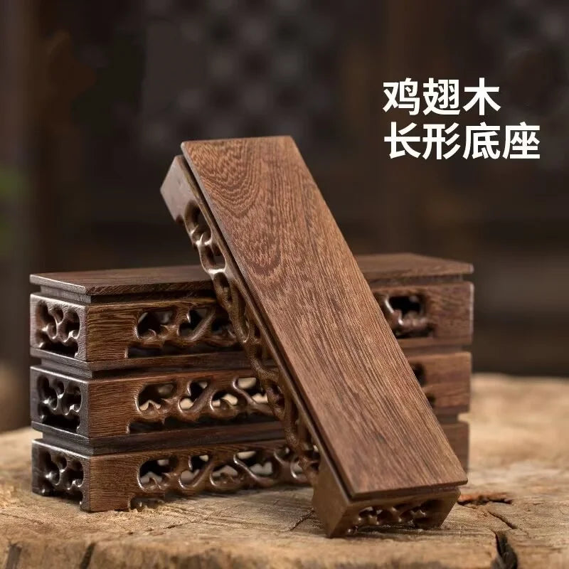 support encens bois naturel gravure décorative rustique artisanal objet religieux zen